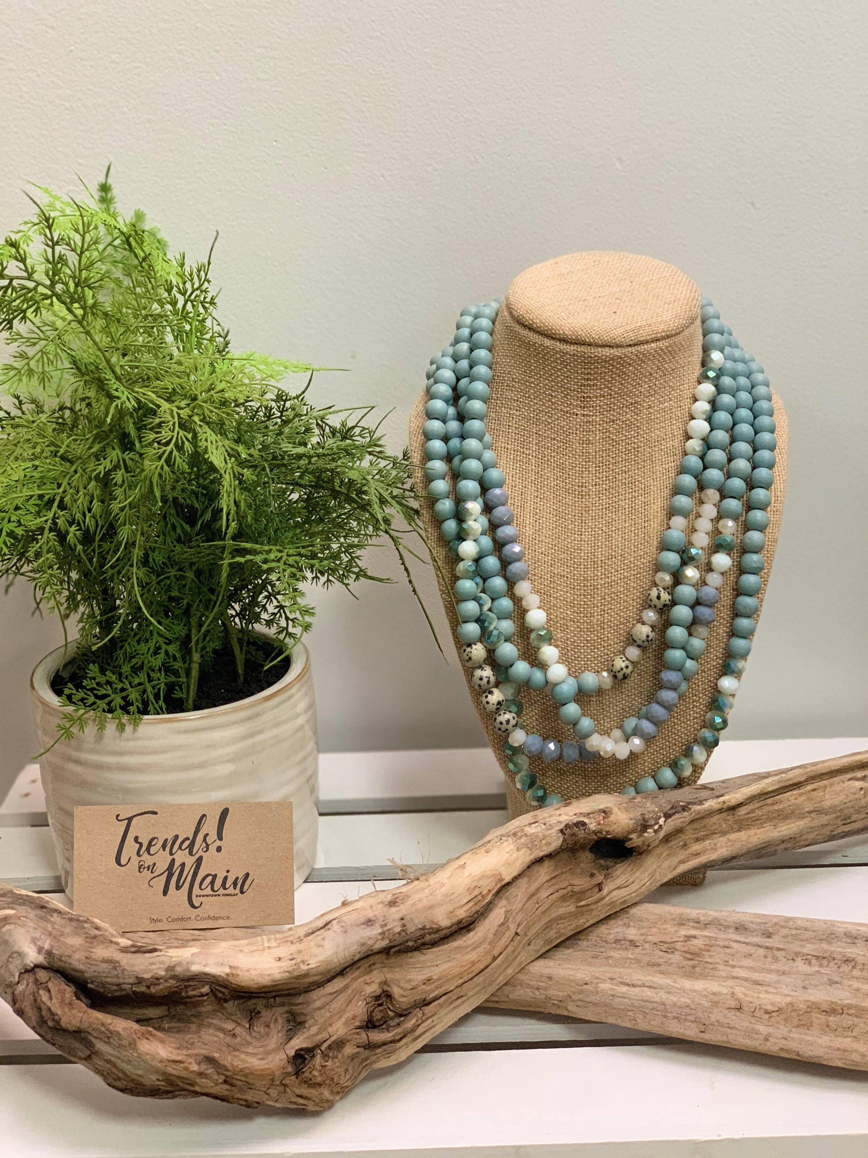 Turq multi-stand beaded necklace
