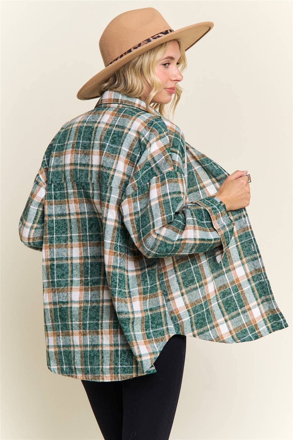 BURNOUT PLAID WASHED-LOOK SHIRT- LET4189: Blue / S-M-L(2-2-2)