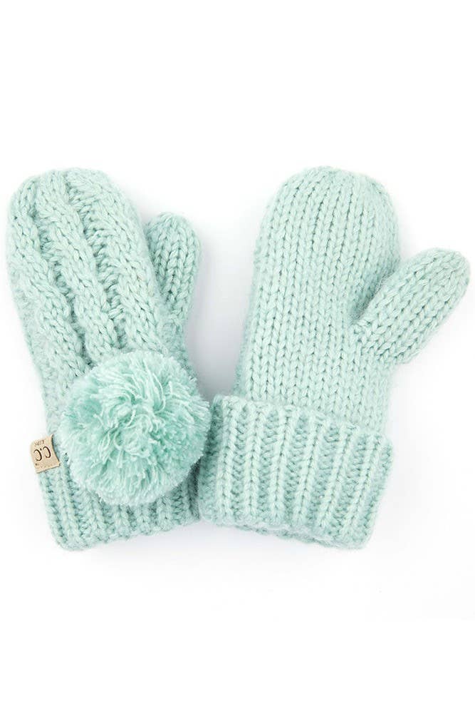 C.C Kids Pom Kids Glove With Fuzzy Lining: Ivory