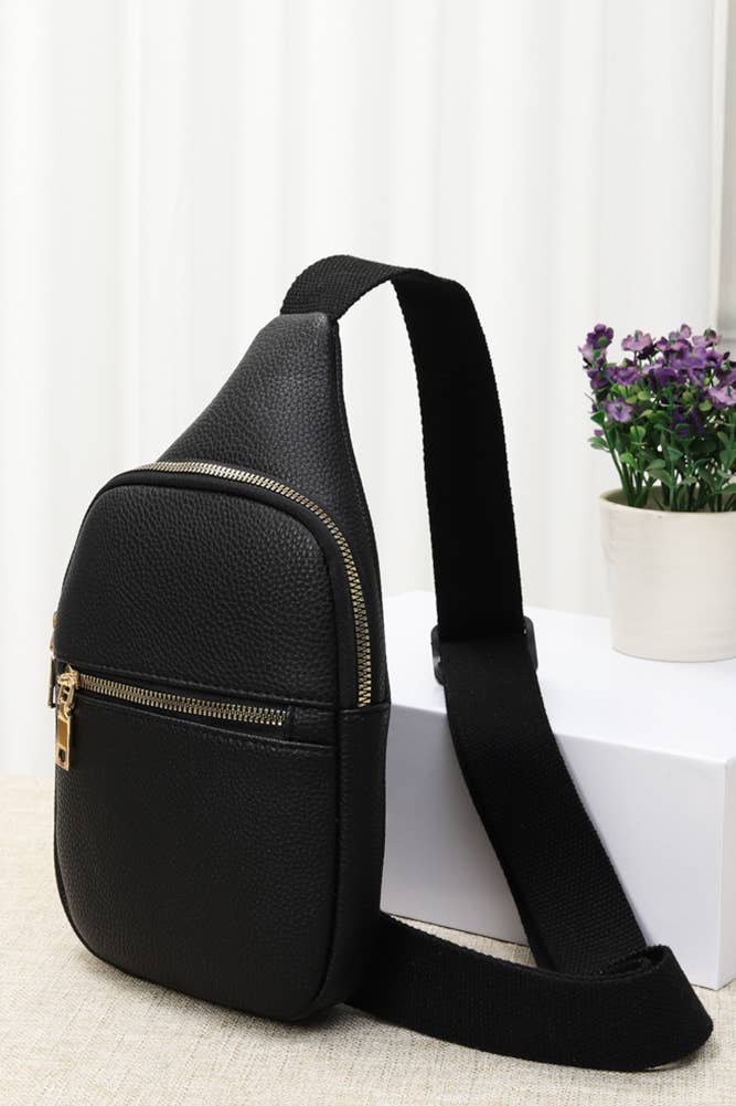 Solid PU Sling Bag: Turquoise