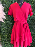 Wrap Tiered Mini Dress