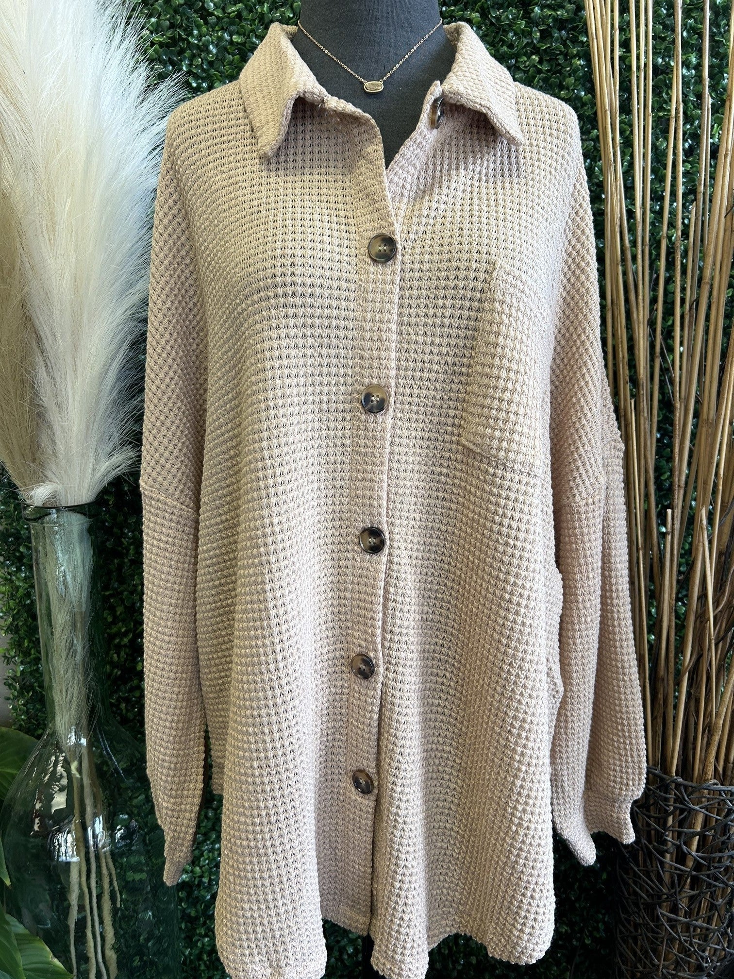 Khaki Button Down Top