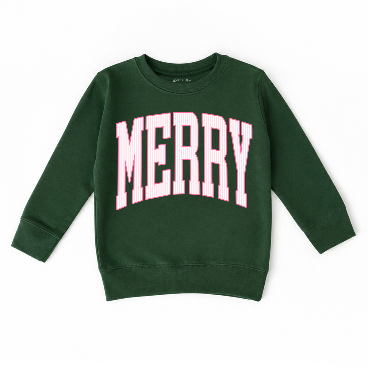 Merry | Pink Holiday Girls Christmas Sweatshirt: Green / 8/10 (YM) / Sweatshirt