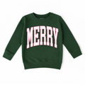 Merry | Pink Holiday Girls Christmas Sweatshirt: Green / 5/6 / Sweatshirt