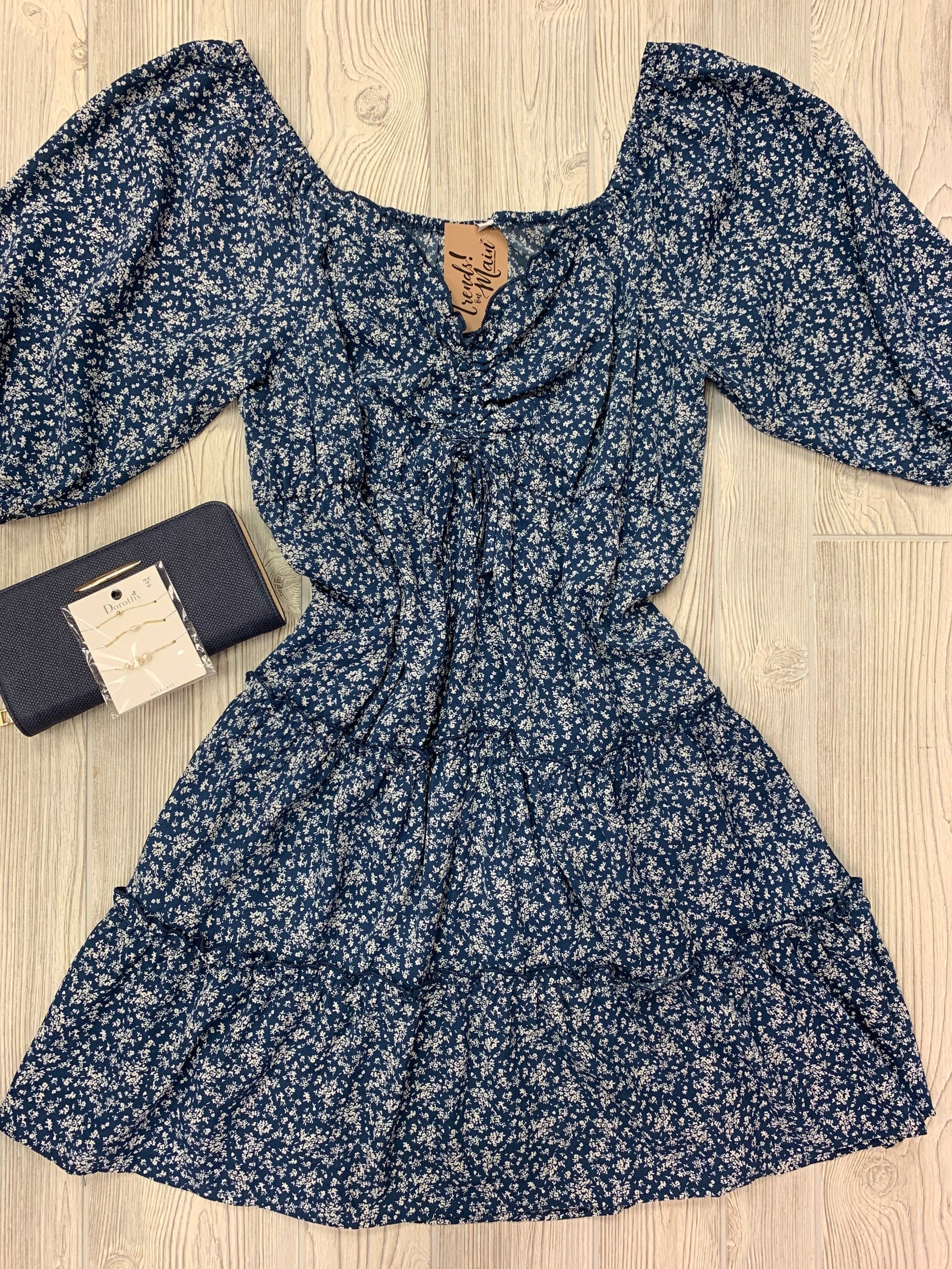 Blue Tiered Floral Dress