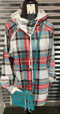 Plaid Cowl Neck Hoodie