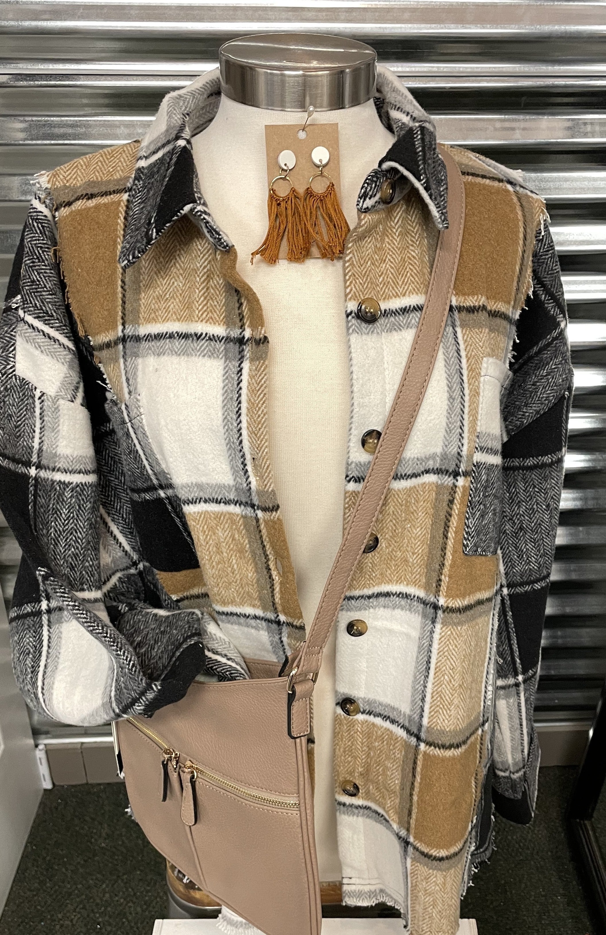 Contrast Plaid Shacket