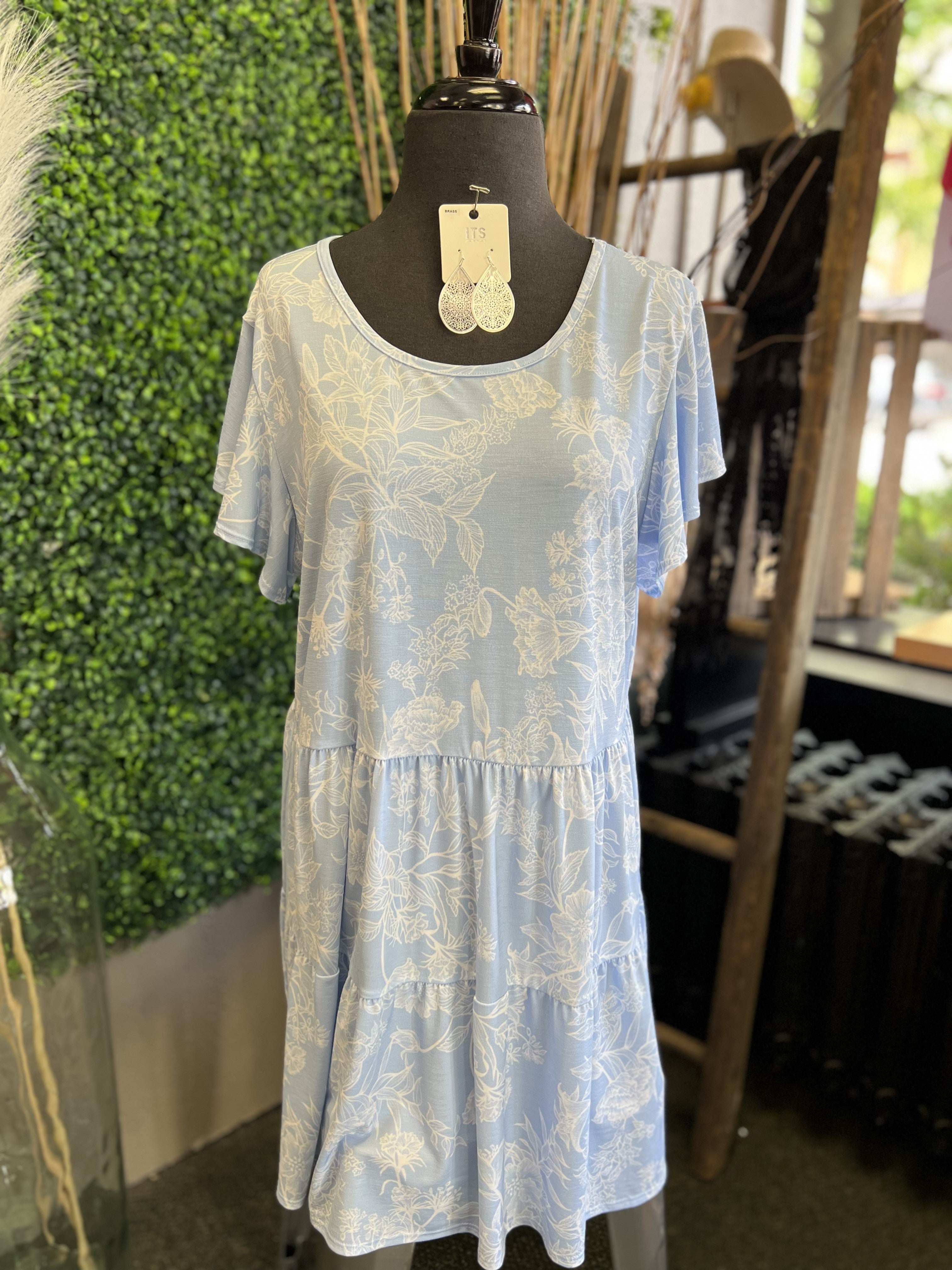 Denim Floral Print Top