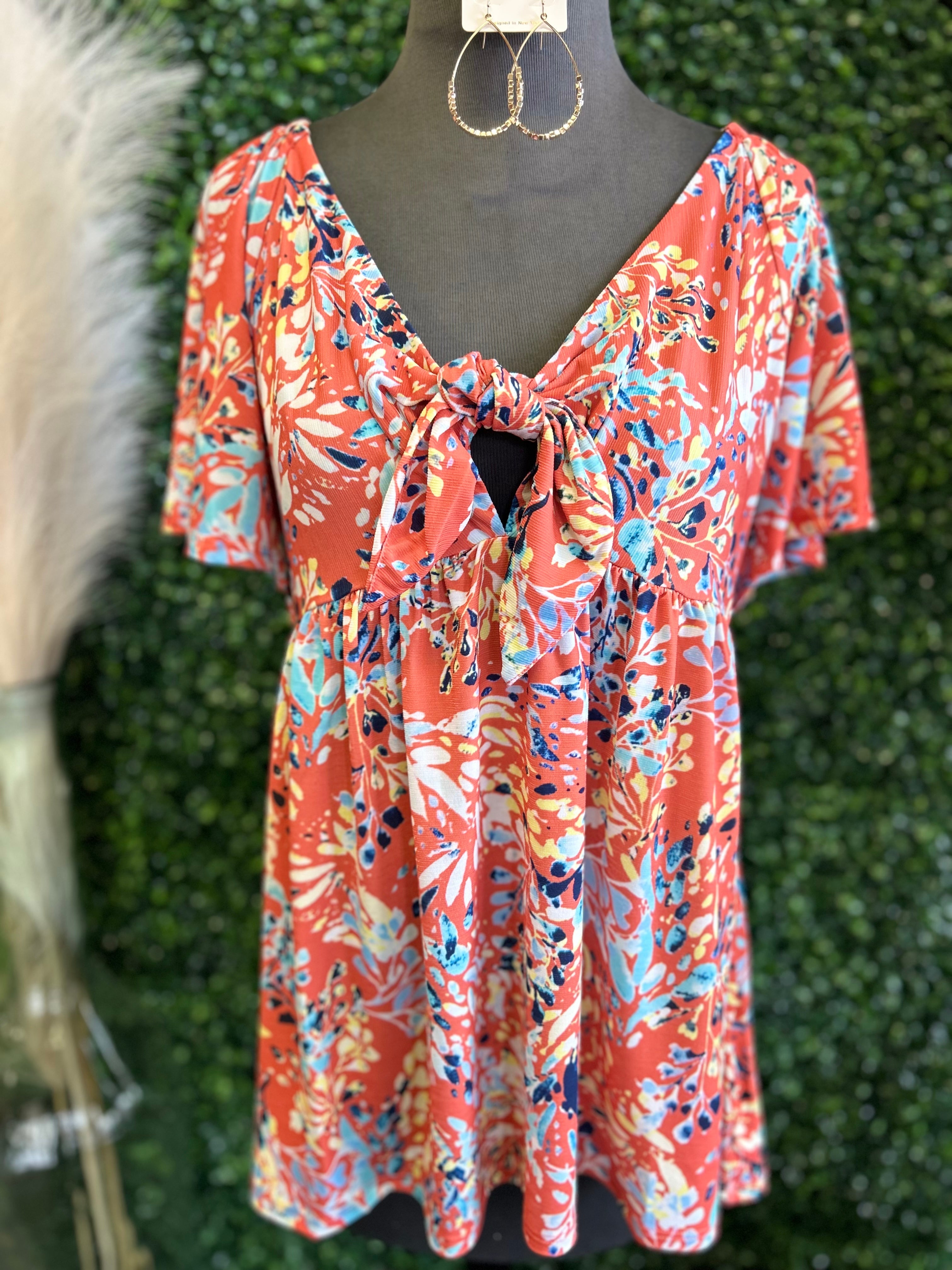 Tie Front Print Top