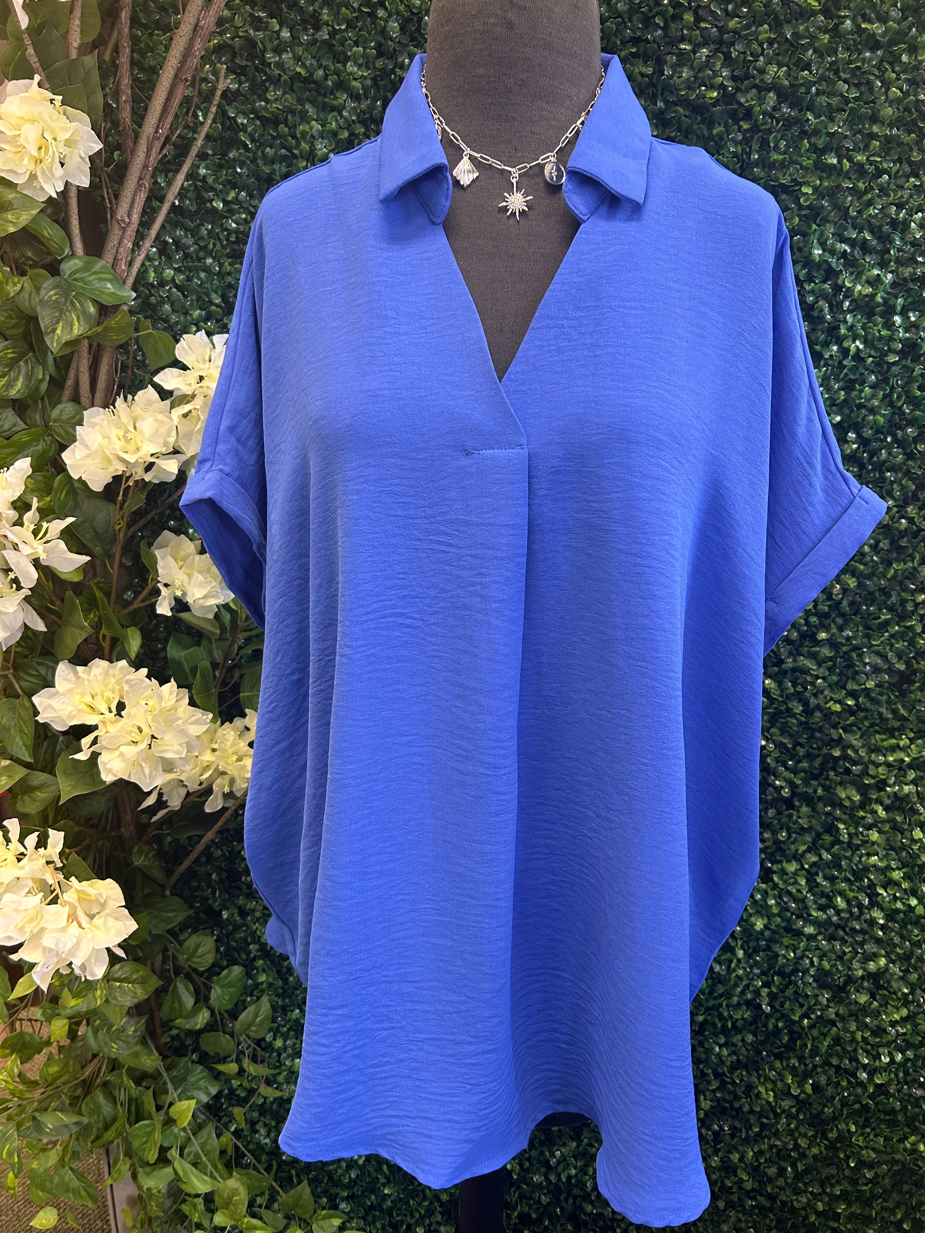 Drop Shoulder Collared Top