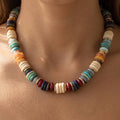 Chunky Mixed Disc Bead Short Necklace: WGMT