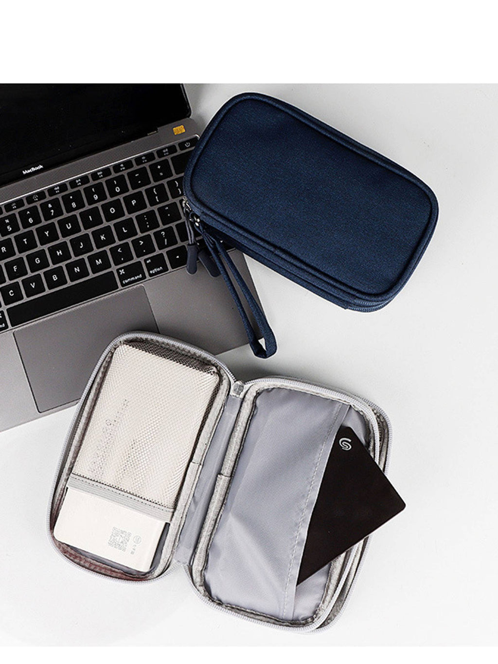 Electronic Organizer with 3 Compartments Travel Portable Bag: Black