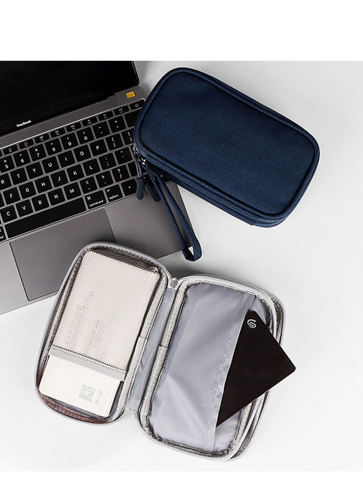 Electronic Organizer with 3 Compartments Travel Portable Bag: Black