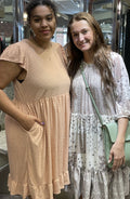 Taupe Sheen 3/4 Sleeve Dress
