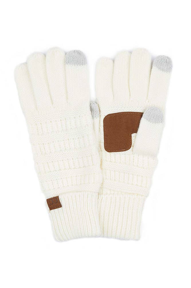 C.C Knitted Touch Screen Compatible Gloves: Black