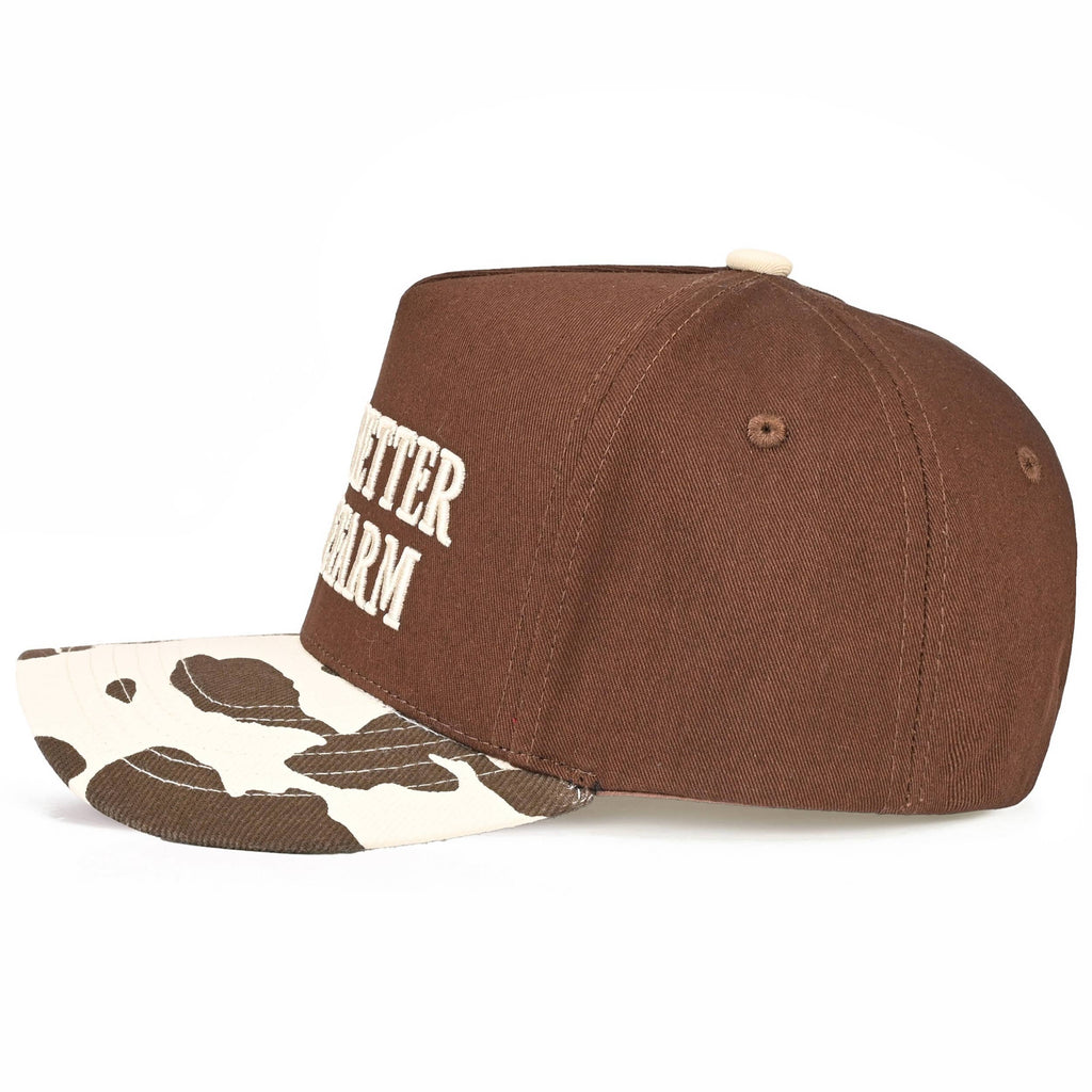 C.C LIFE IS BETTER ON THE FARM Letter Two Tone Trucker Hat: Brown/Brown
