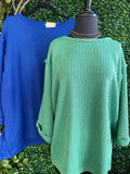 3/4 Folded Sleeve Knit Top