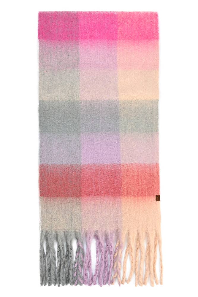 C.C Multi Color Block Plaid Check Pattern Woven Winter Scarf: 22