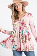 Pink Floral Baby Doll Top