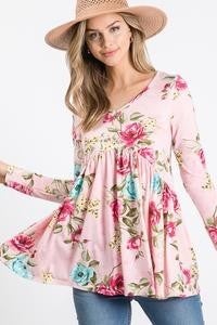 Pink Floral Baby Doll Top
