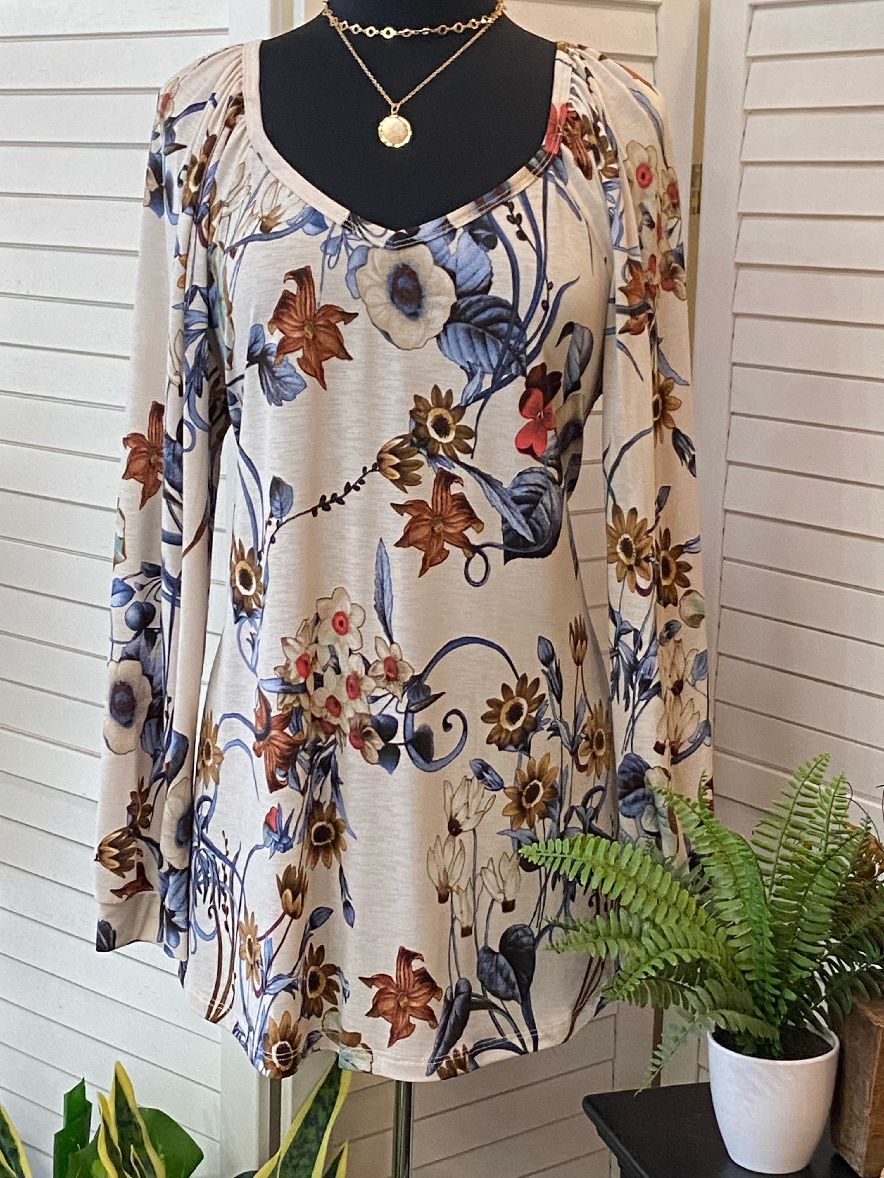 Cream Print Top