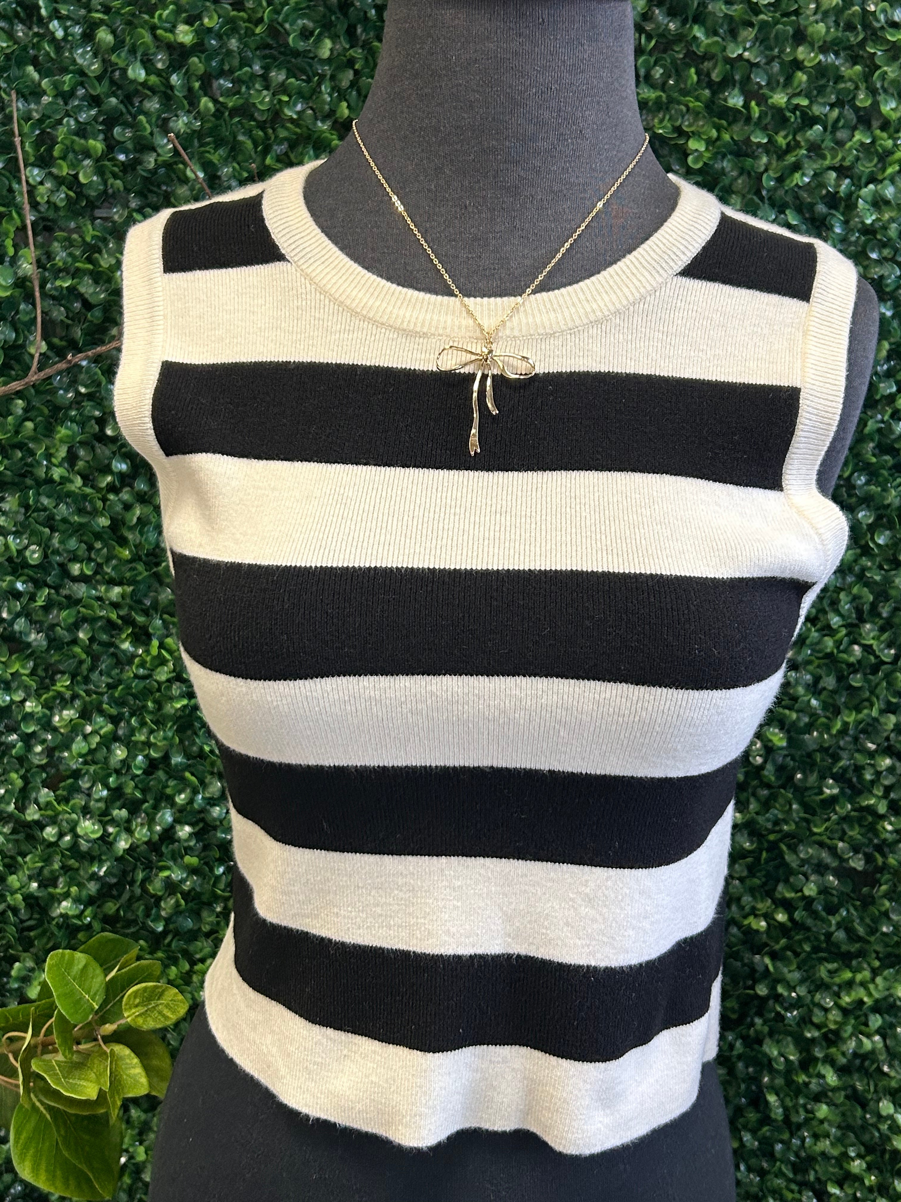 Striped Cropped Tank Sweater