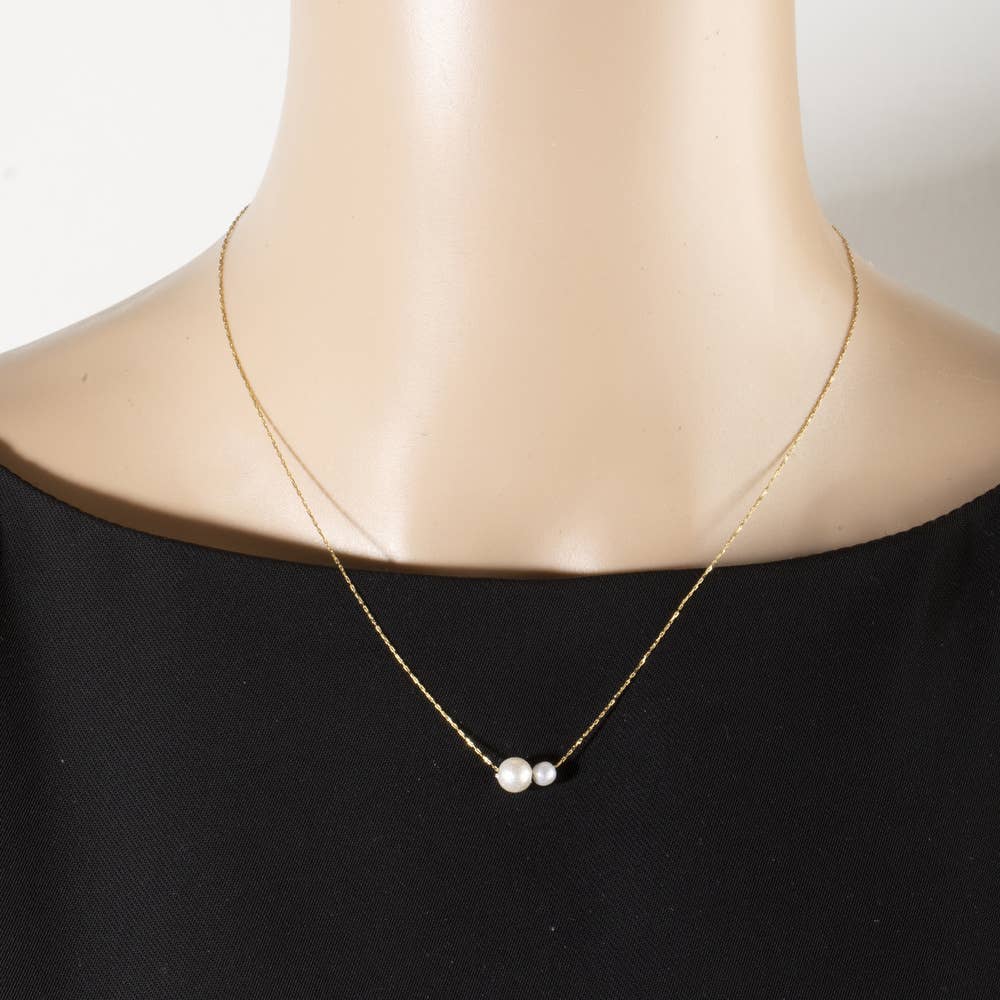 Floating Pearl Bead Dainty Chain Necklace: G