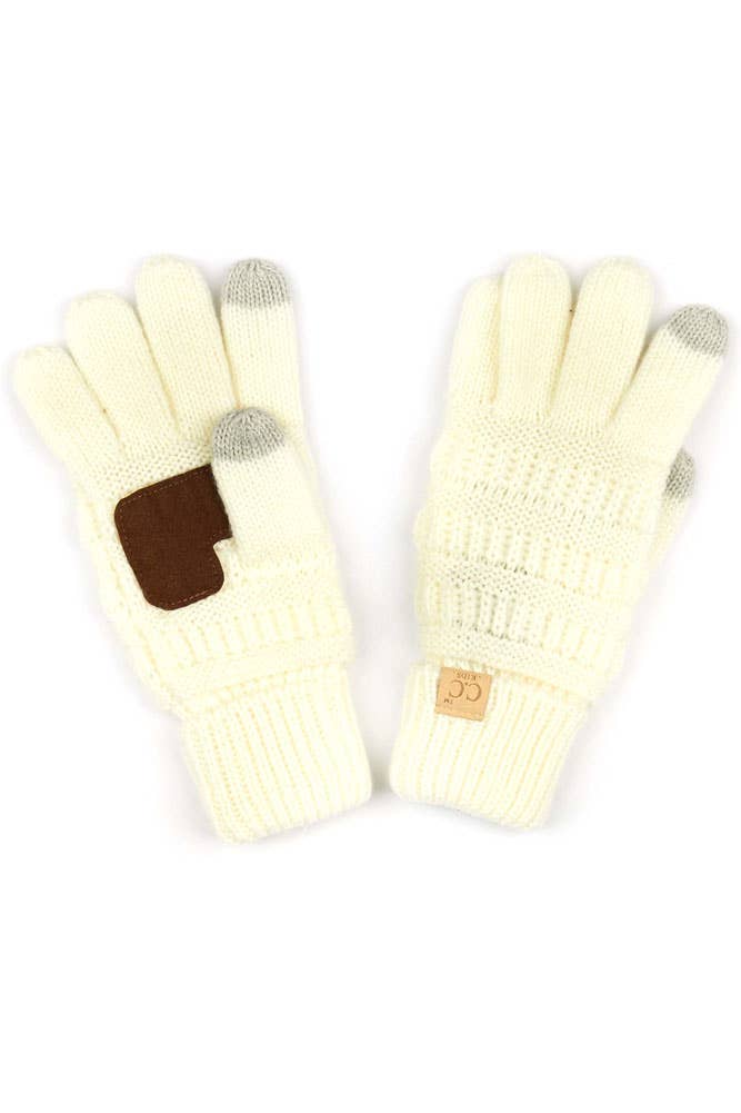 C.C Kids Knit Gloves: Beige
