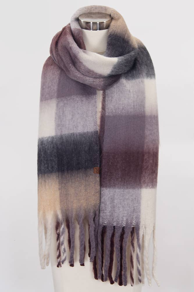 C.C Multi Color Block Plaid Check Pattern Woven Winter Scarf: 2