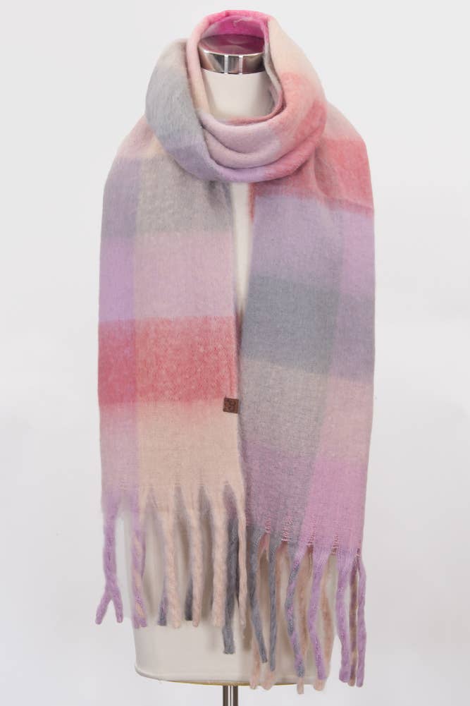 C.C Multi Color Block Plaid Check Pattern Woven Winter Scarf: 2
