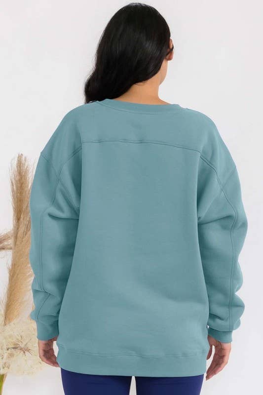 Women's Cozy Fleece Oversized Sweatshirt: Smokey Olive / XXXL