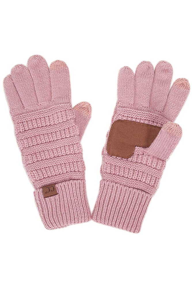 C.C Knitted Touch Screen Compatible Gloves: Black