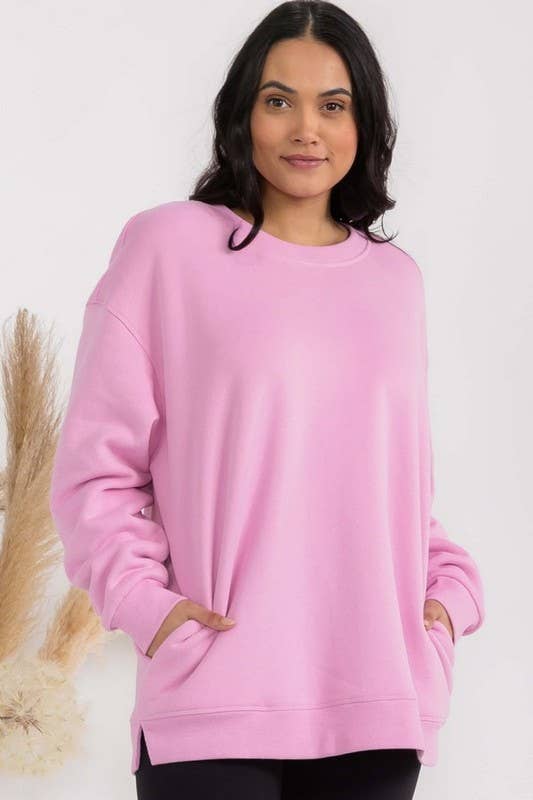Women's Cozy Fleece Oversized Sweatshirt: Smokey Olive / XXXL