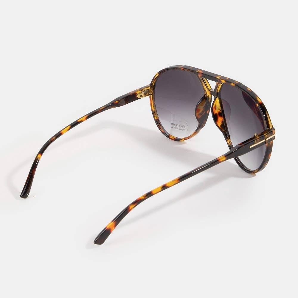Oversized Aviator Notched Double Bridge Sunglasses: ASSORTED