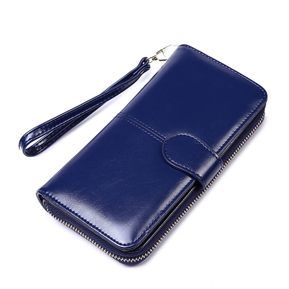Long Zipper Buckle Large Capacity Wallet: Black