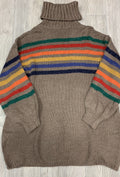 Mocha rainbow mock neck tunic sweater