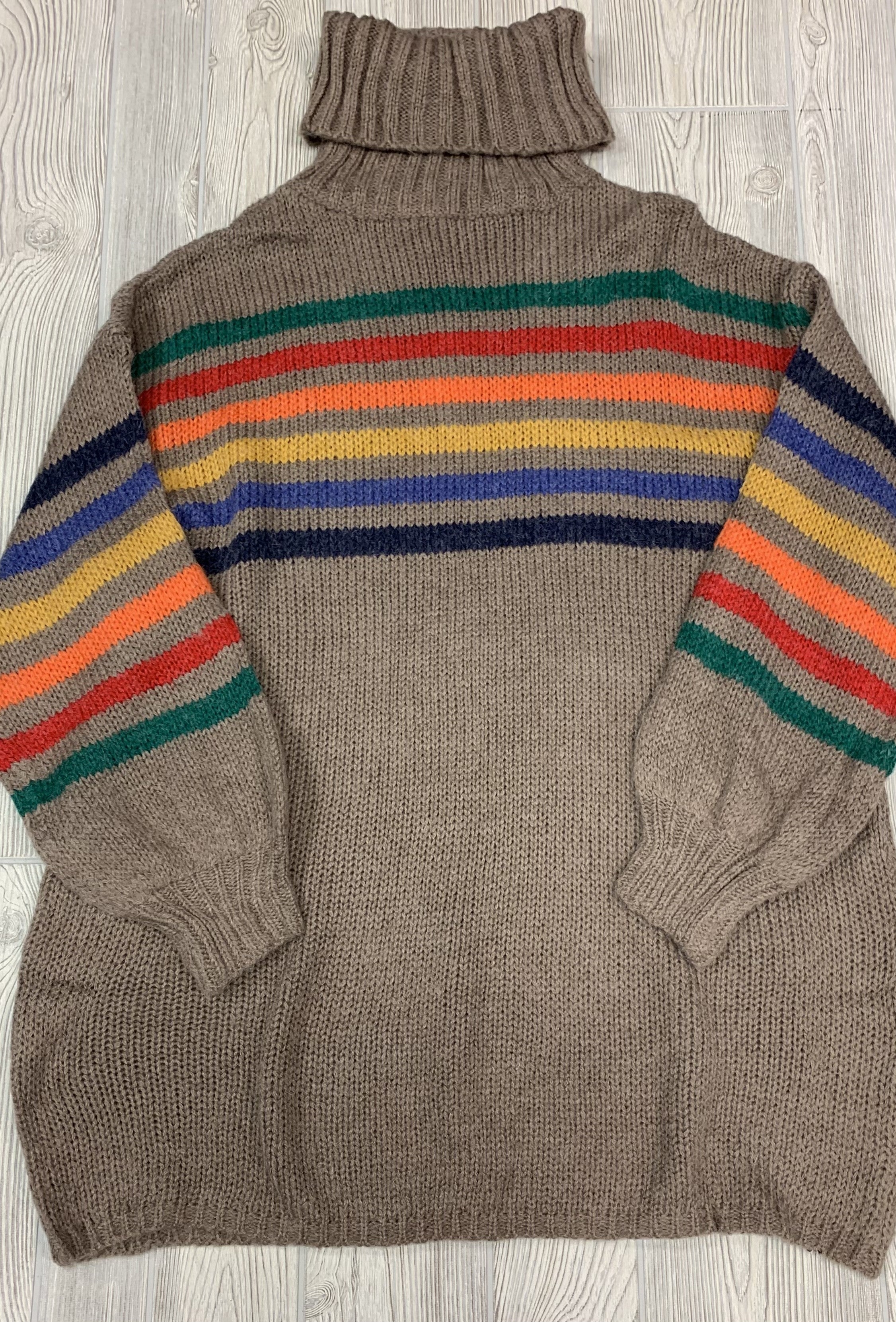 Mocha rainbow mock neck tunic sweater