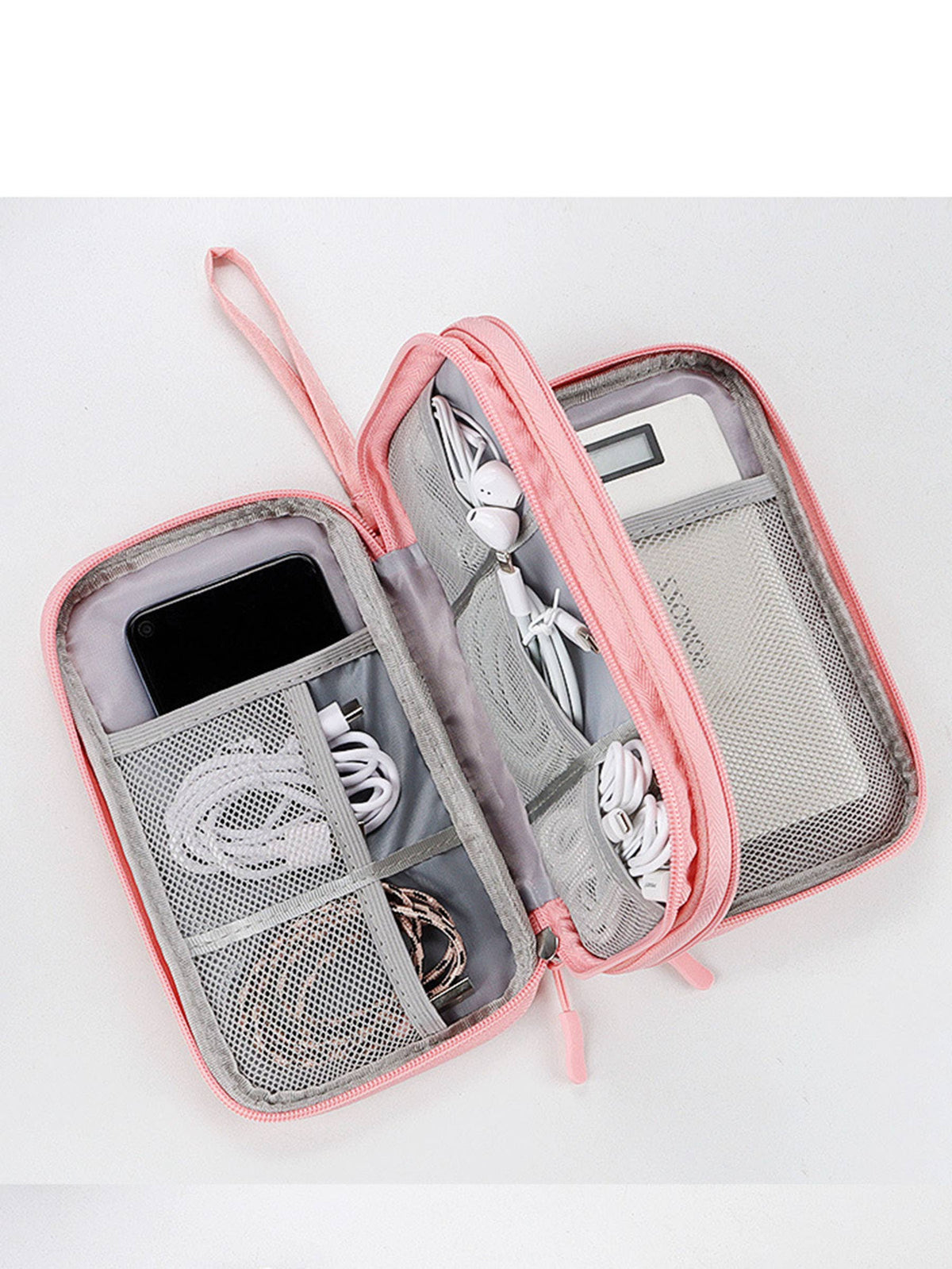 Electronic Organizer with 3 Compartments Travel Portable Bag: Black