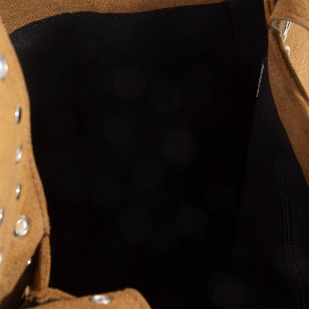 Grommet Strap Suede Shoulder Bag: SLBR