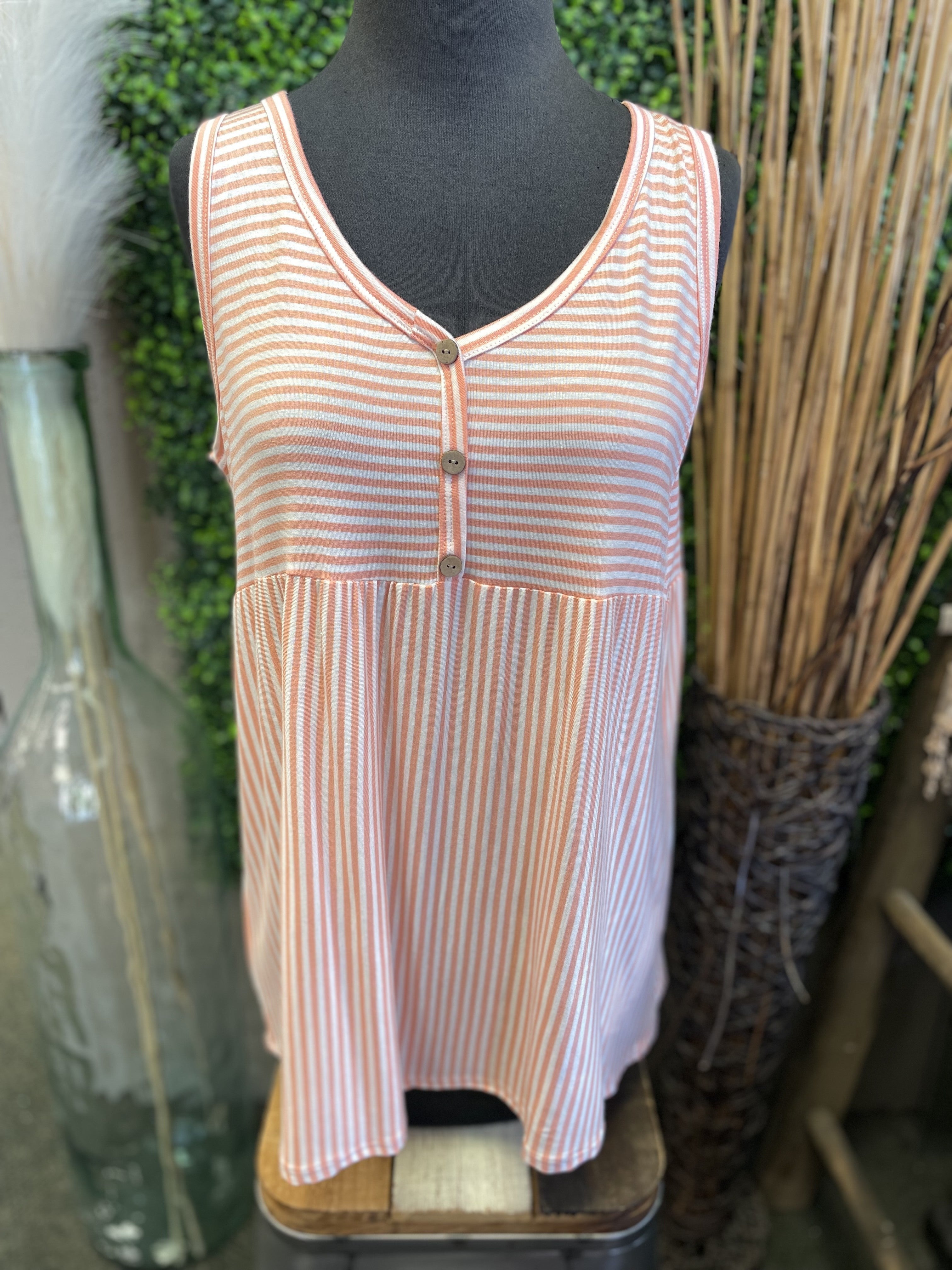 Pin Striped Button Down Tank