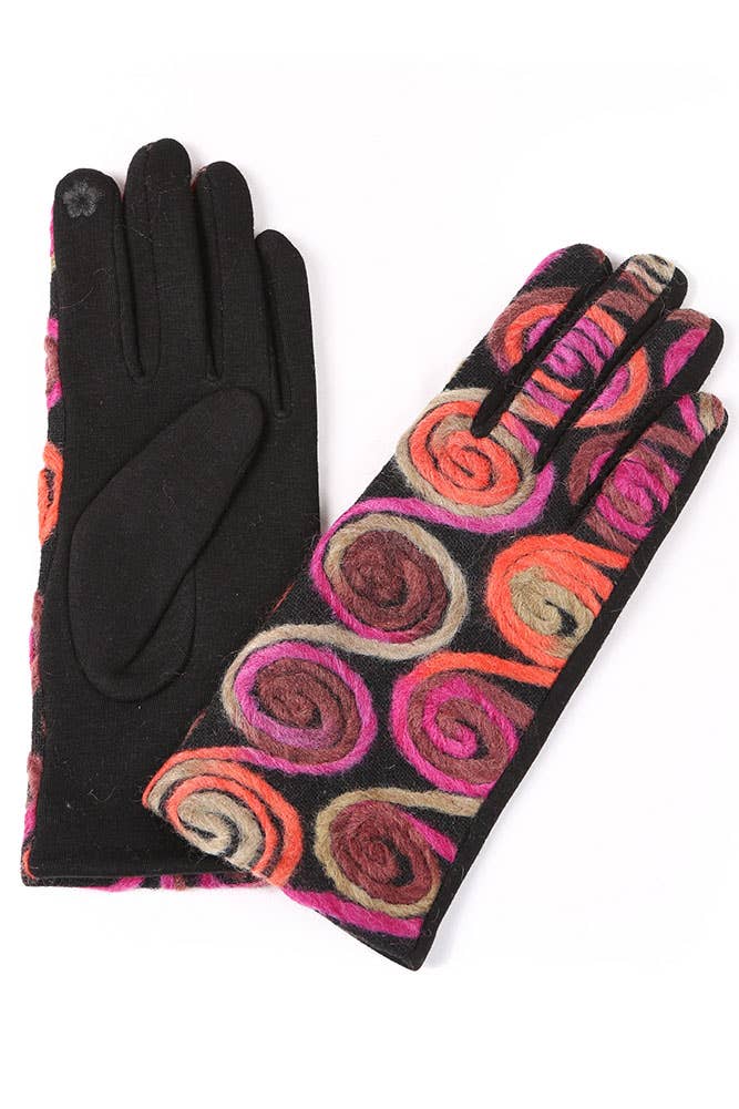 Assorted Swirl Pattern Fashion Gloves
