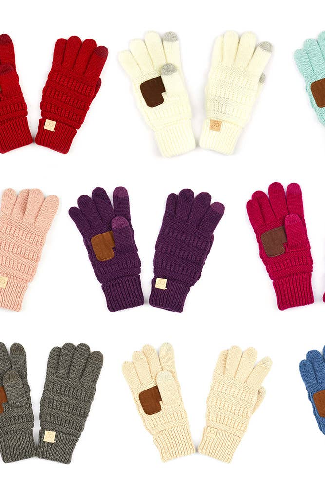 C.C Kids Knit Gloves: Beige