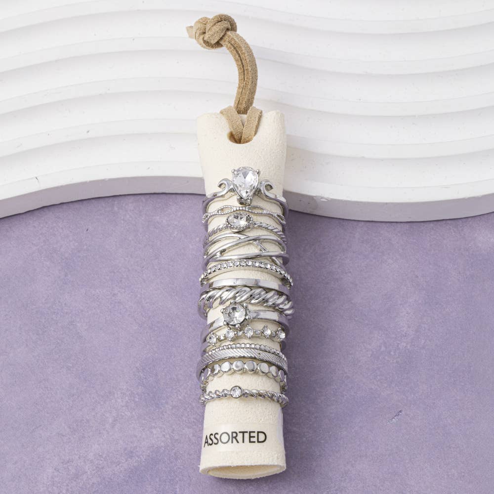 Teardrop Crystal Stackable Ring Set: GDCRY