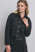 Black Cropped Faux Suede Jacket