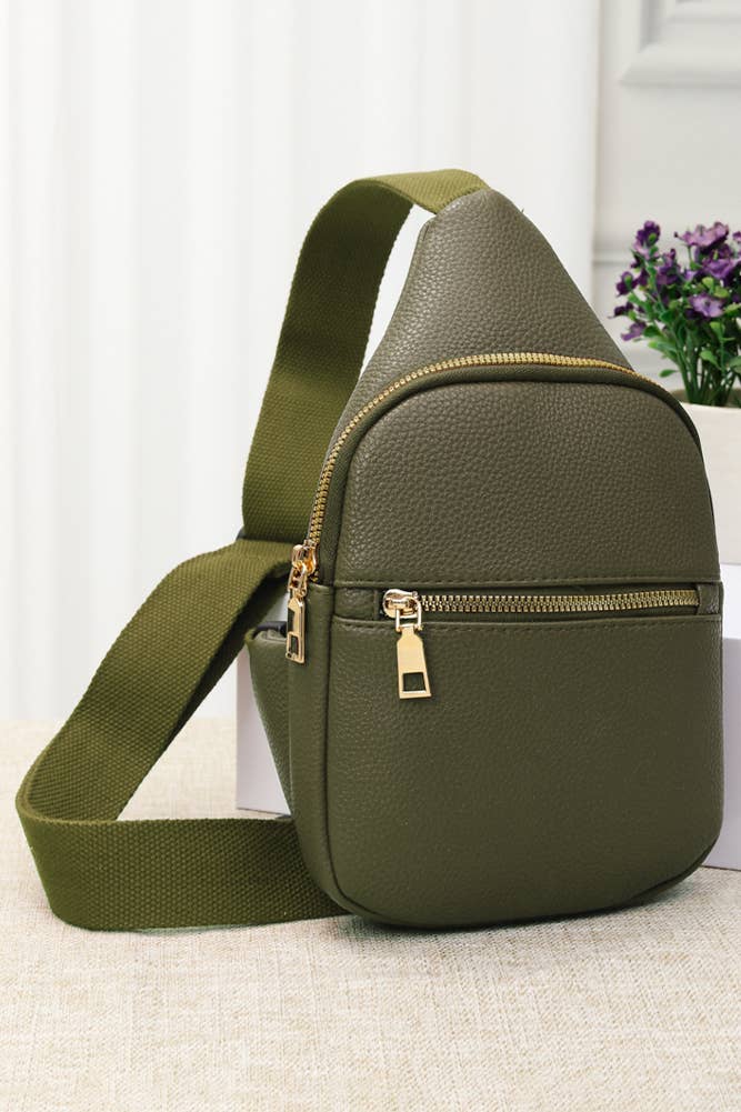 Solid PU Sling Bag: Turquoise