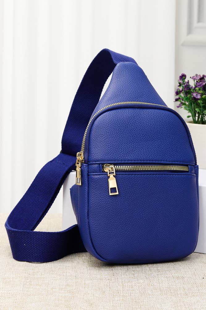 Solid PU Sling Bag: Turquoise