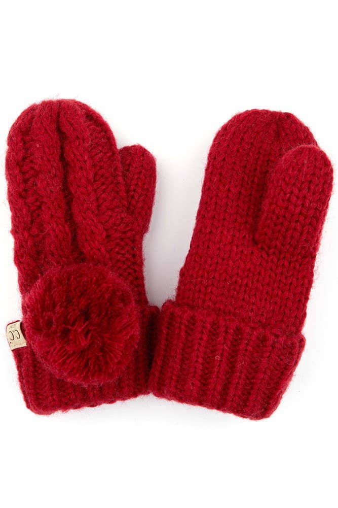 C.C Kids Pom Kids Glove With Fuzzy Lining: Ivory