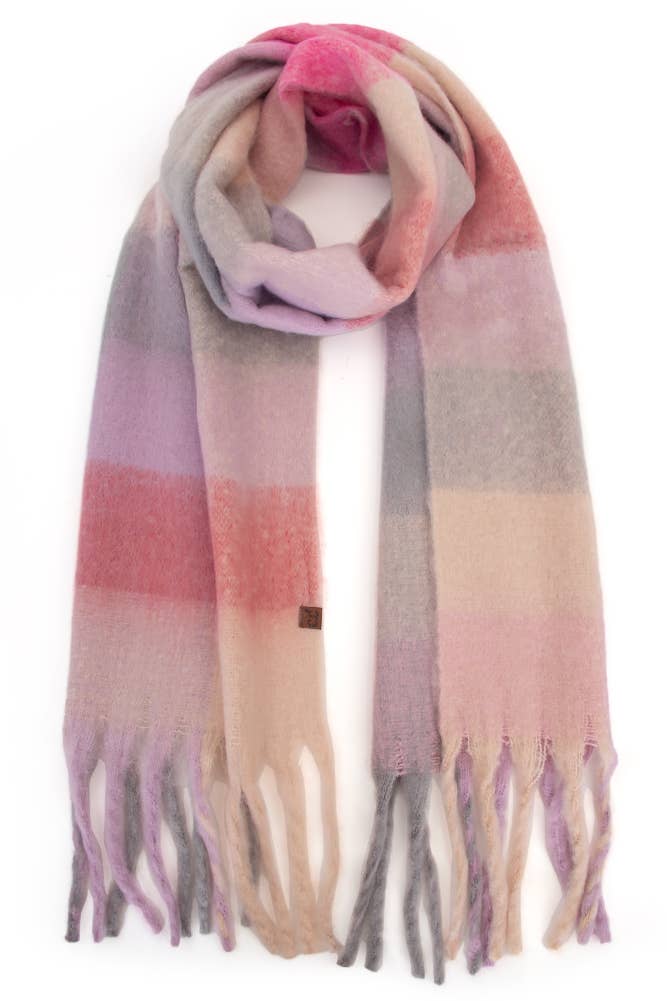 C.C Multi Color Block Plaid Check Pattern Woven Winter Scarf: 22