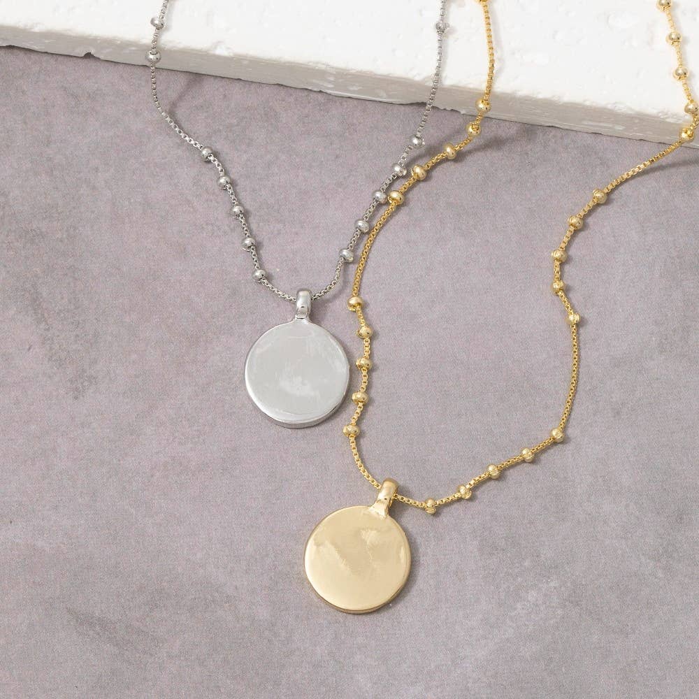Gold Dipped Coin Pendant Chain Necklace: G