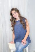 Slate Blue Frill Top